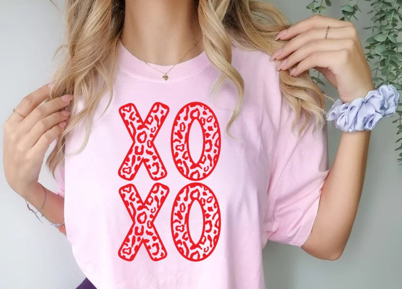 CUSTOM SCREEN PRINT SHIRT - XOXO CHEETAH STACKED