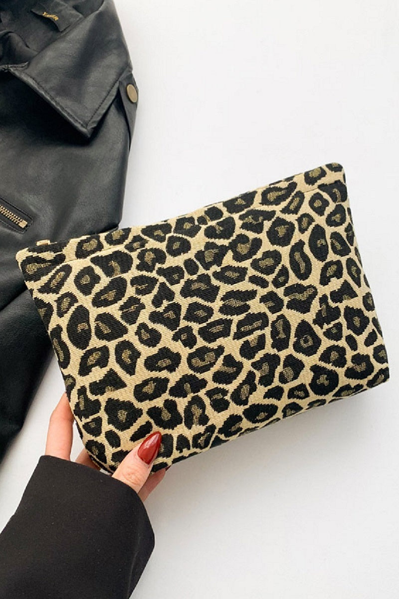 LEOPARD CANVAS COSMETIC BAG