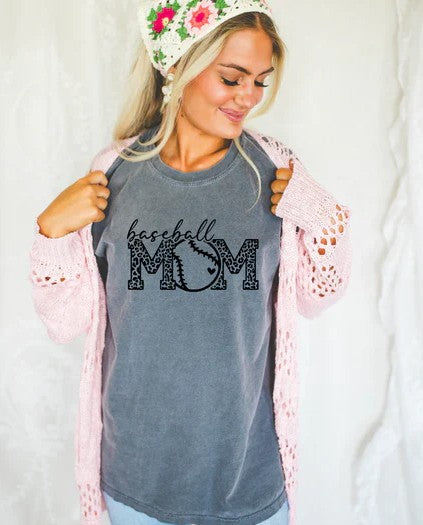 CUSTOM SCREEN PRINT SHIRT - BASEBALL MOM LEOPARD