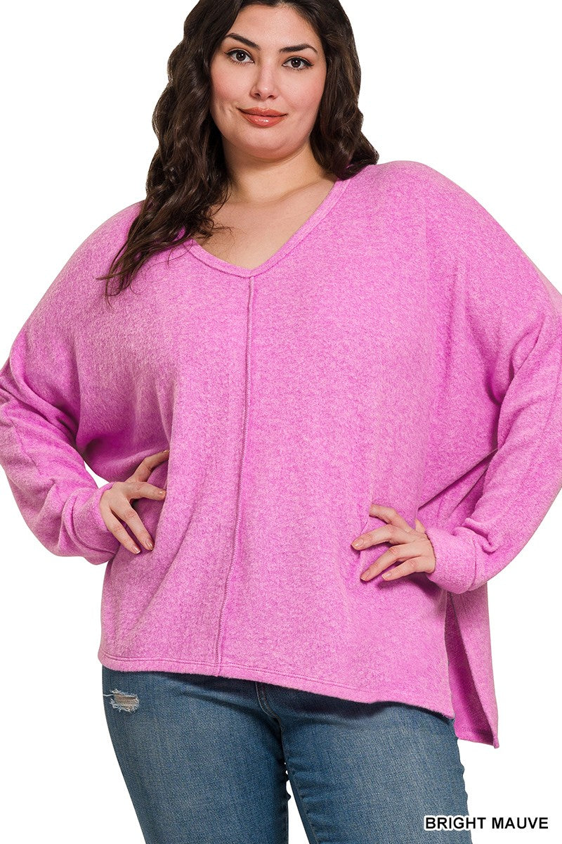 BRUSHED HACCI MELANGE V-NECK