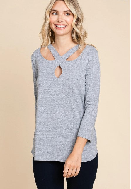 CROSS STRAP 3/4 SLEEVE TOP