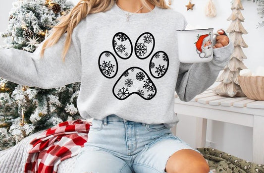 CUSTOM SCREEN PRINT SHIRT - CHRISTMAS PAW SNOWFLAKE