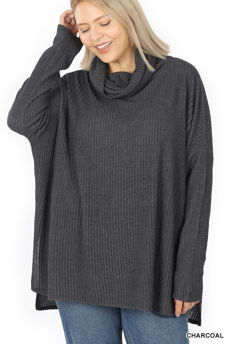 BRUSHED THERMAL COWL NECK SWEATER