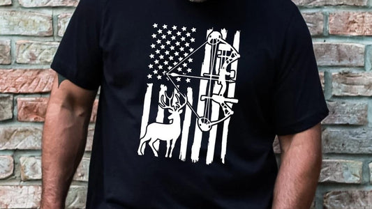 CUSTOM SCREEN PRINT SHIRT - DEER AMERICAN FLAG