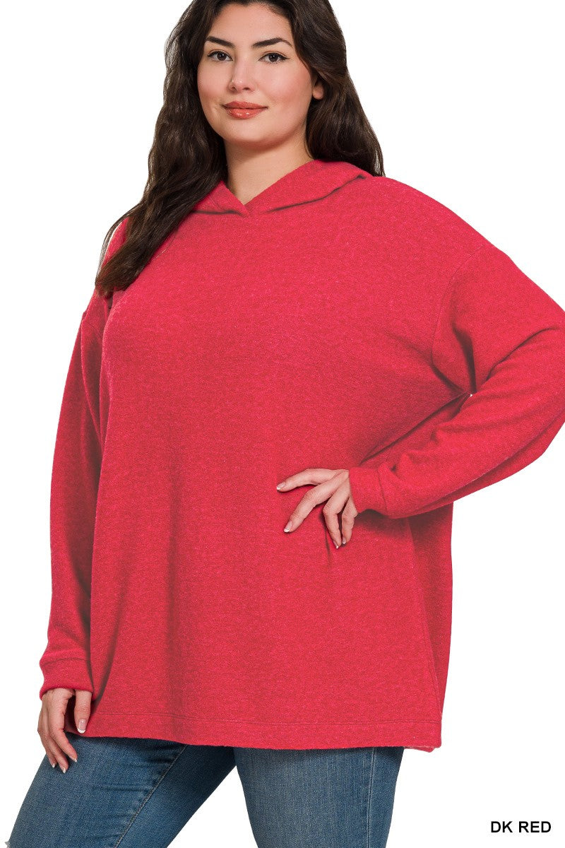 HOODED BRUSHED MELANGE HACCI SWEATER