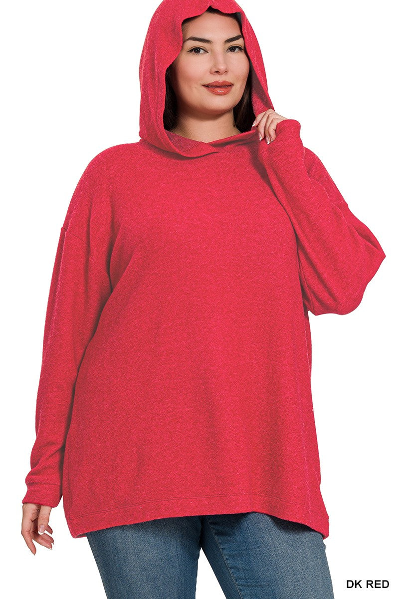 HOODED BRUSHED MELANGE HACCI SWEATER