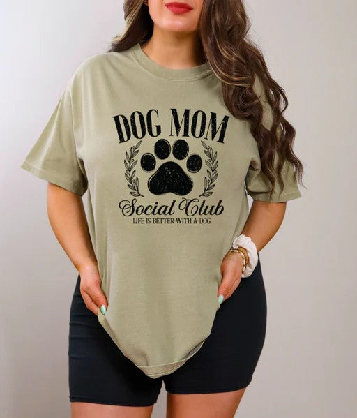 CUSTOM SCREEN PRINT SHIRT - DOG MOM S O C I A L CLUB