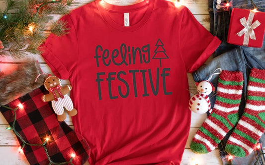 CUSTOM SCREEN PRINT SHIRT - FEELING FESTIVE