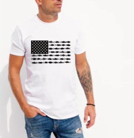 CUSTOM SCREEN PRINT SHIRT - FISH FLAG