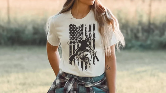 CUSTOM SCREEN PRINT SHIRT -  - FISHING AND HUNTING FLAG