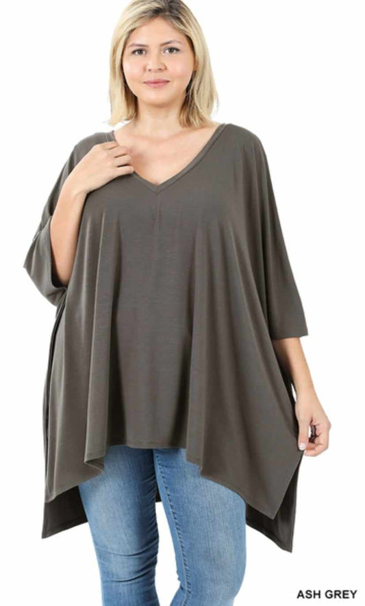 OVERSIZED FLOWY PONCHO STYLE TOP