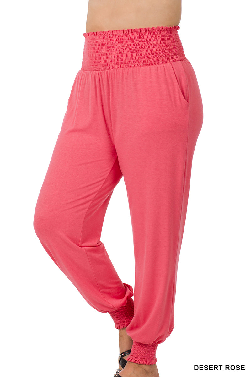 HIGH WAIST SMOCKED LOUNGE PANTS