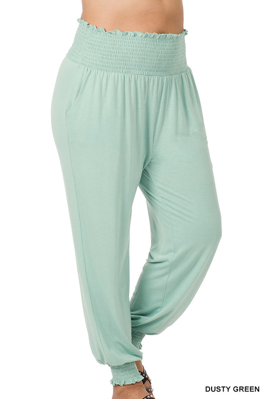 HIGH WAIST SMOCKED LOUNGE PANTS