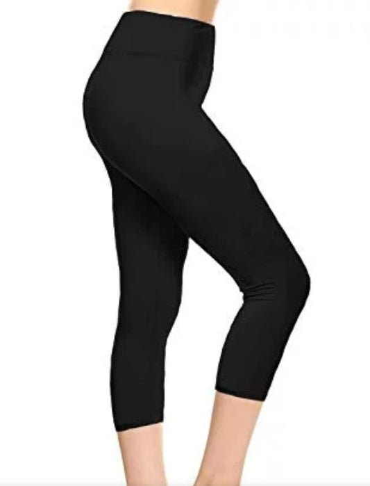 SUPER SOFT BLACK CAPRI LEGGINGS - ONE SIZE (S-XL)