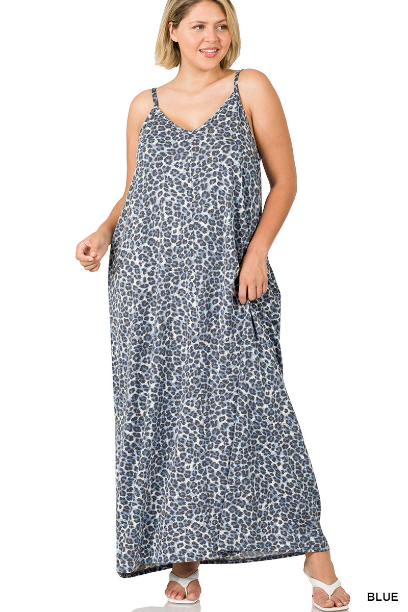 FRENCH TERRY LEOPARD MAXI DRESS