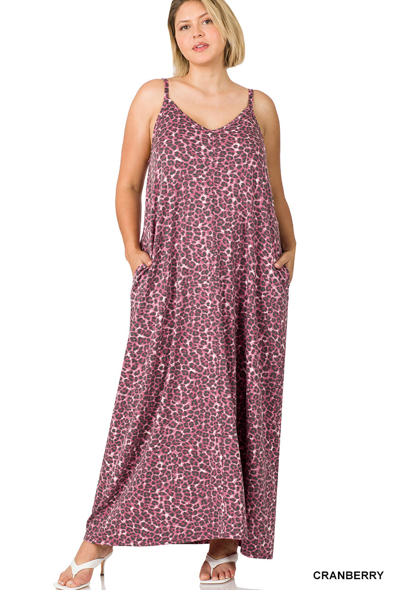 FRENCH TERRY LEOPARD MAXI DRESS