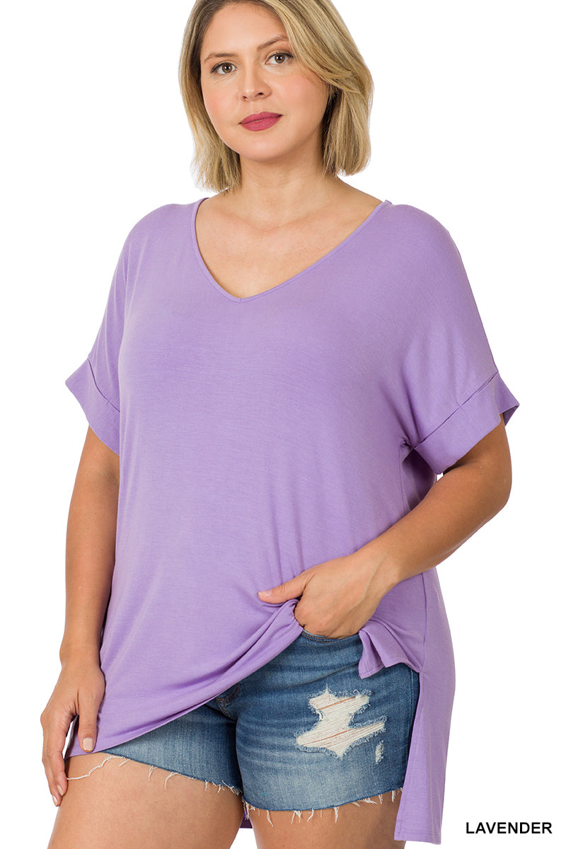 LIGHTWEIGHT MODAL V-NECK TOP