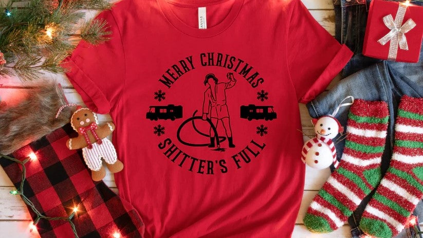 CUSTOM SCREEN PRINT SHIRT -  - MERRY CHRISTMAS SHITTERS FULL