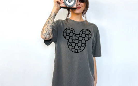 CUSTOM SCREEN PRINT SHIRT - MOUSE CHECKERED