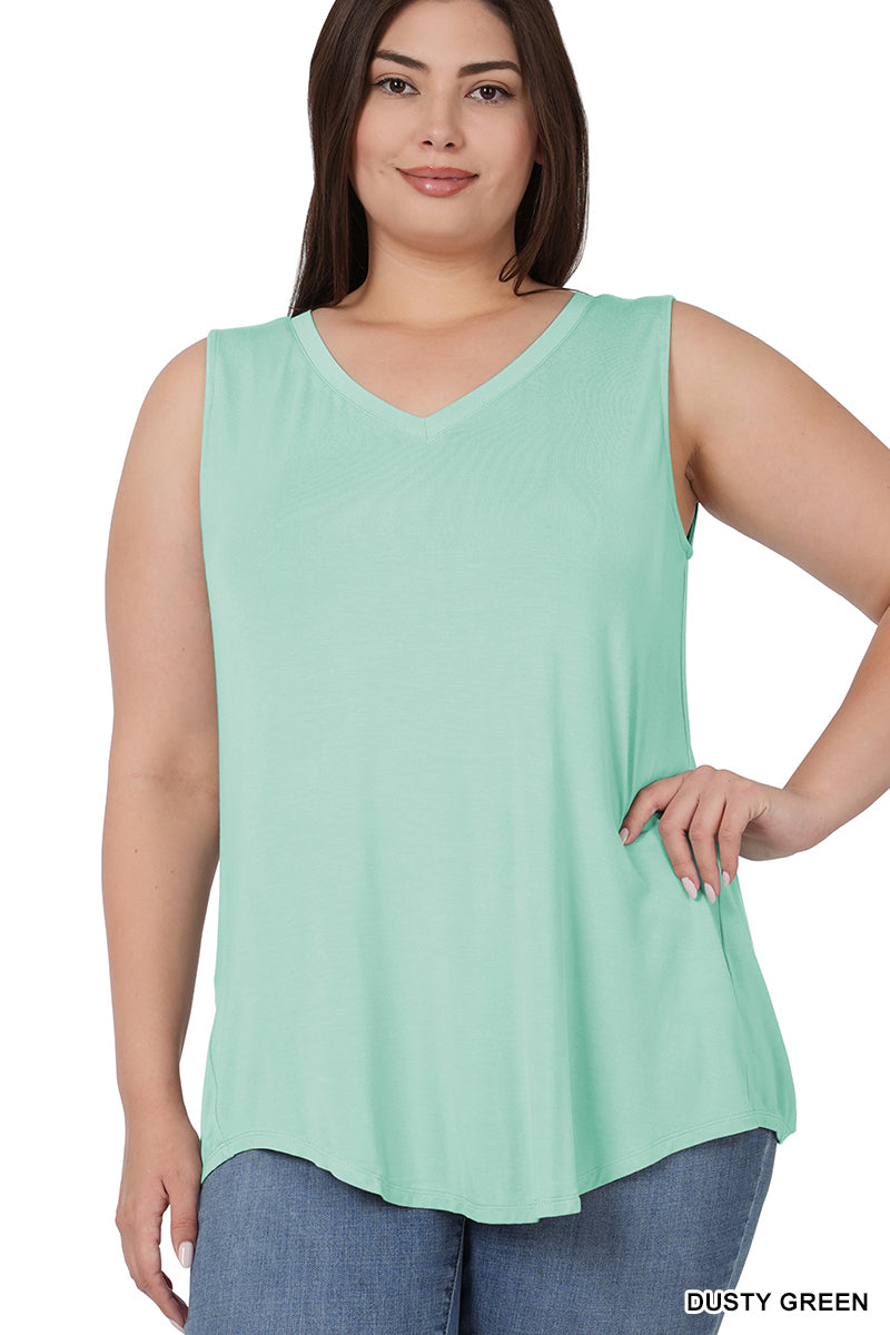 RAYON V-NECK HI-LO TANK