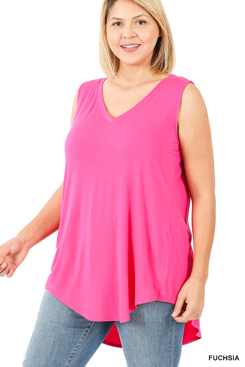 RAYON V-NECK HI-LO TANK