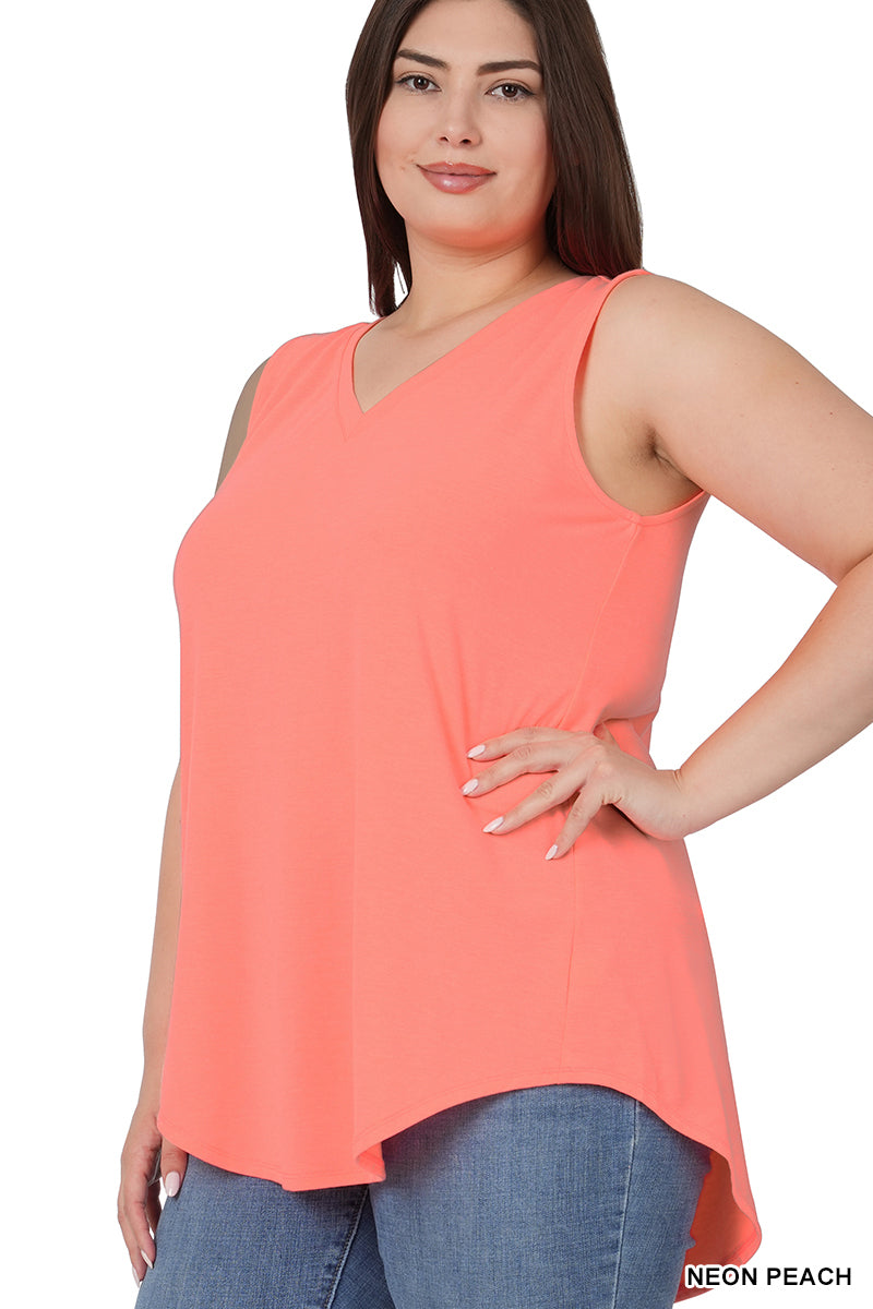 RAYON V-NECK HI-LO TANK