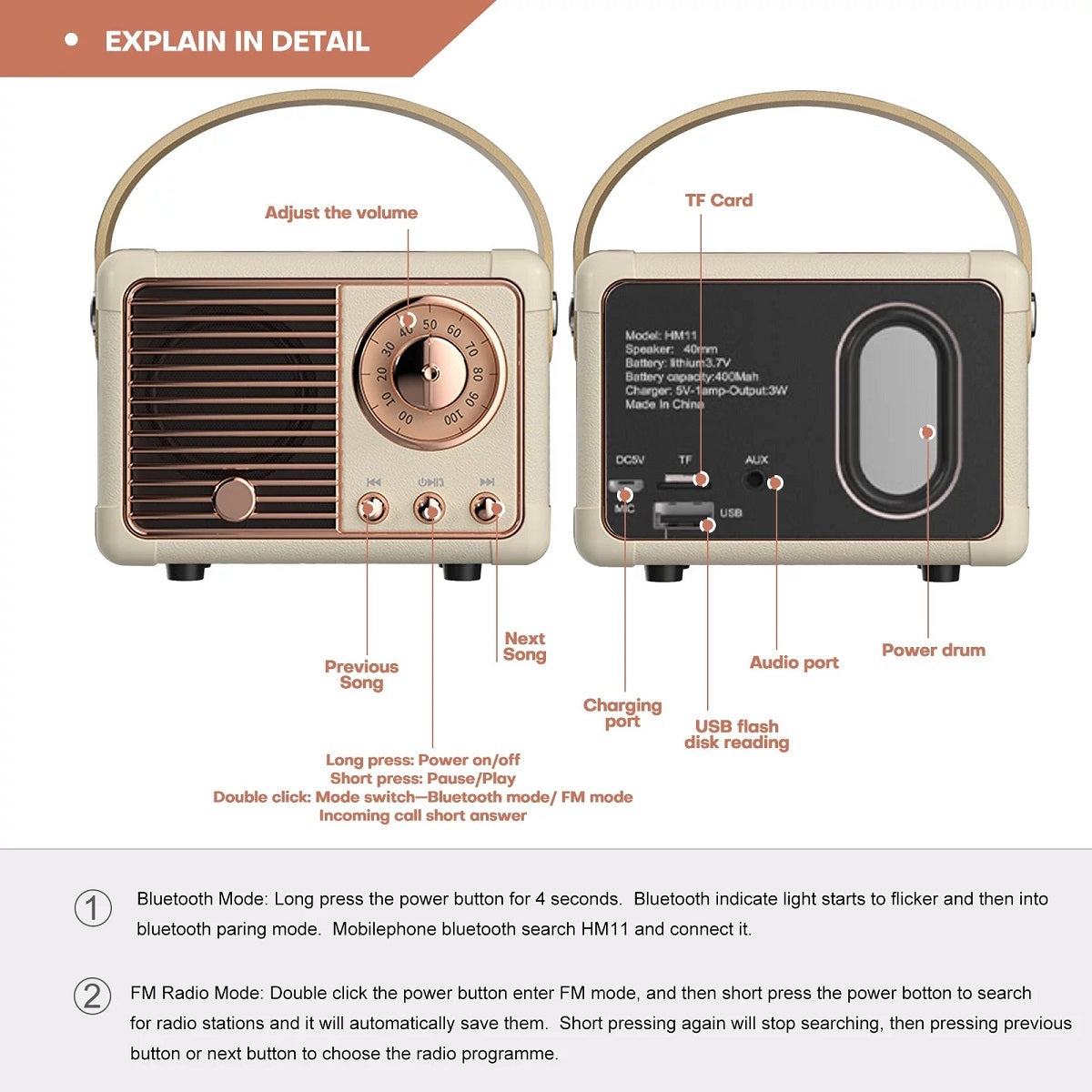 RETRO RADIO & BLUETOOTH MINI SPEAKER