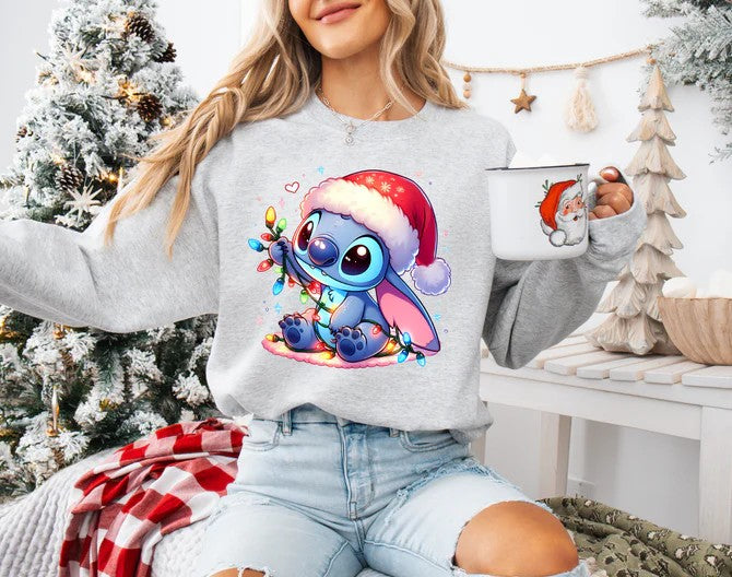 CUSTOM SCREEN PRINT SHIRT - STICH CHRISTMAS