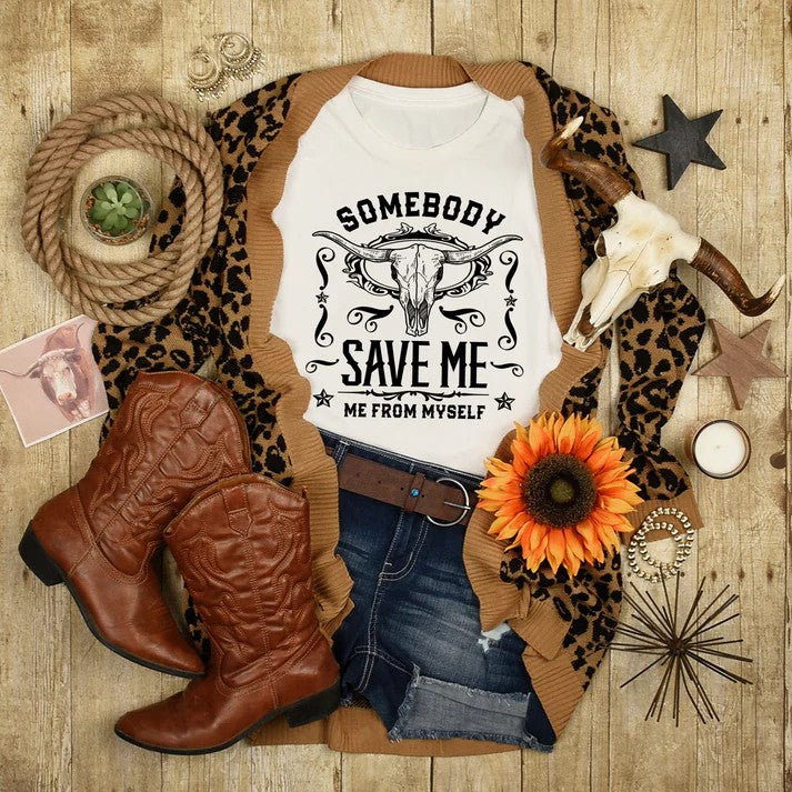 CUSTOM SCREEN PRINT SHIRT - SOMEBODY SAVE ME, ME FROM MYSELF