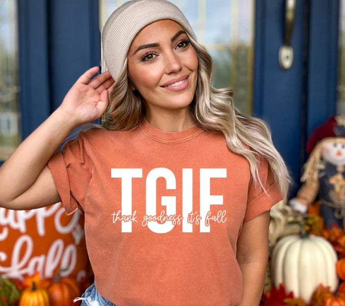 CUSTOM SCREEN PRINT SHIRT - TGIF (THANK GOODNESS IT'S FALL)