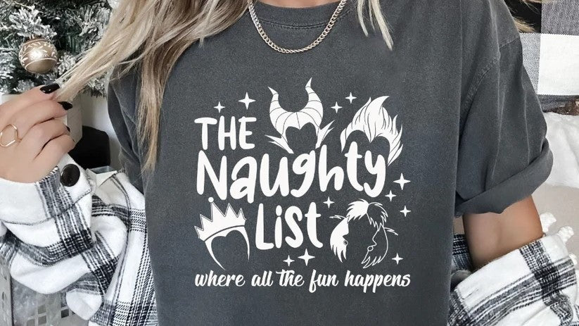 CUSTOM SCREEN PRINT SHIRT -  THE NAUGHTY LIST