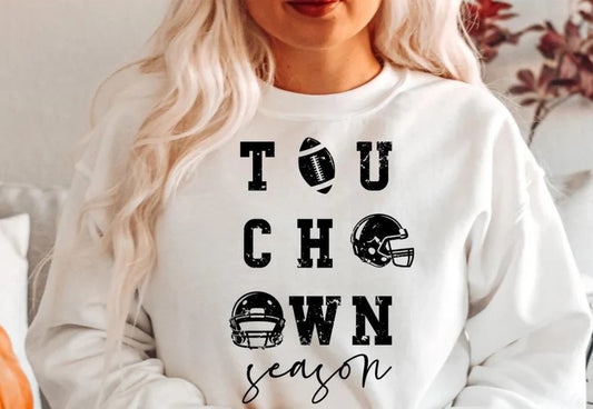 CUSTOM SCREEN PRINT SHIRT -  TOUCHDOWN SEASON DESTREESSED