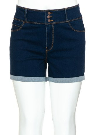 3 BUTTON ROLLED CUFF DENIM SHORTS - DARK